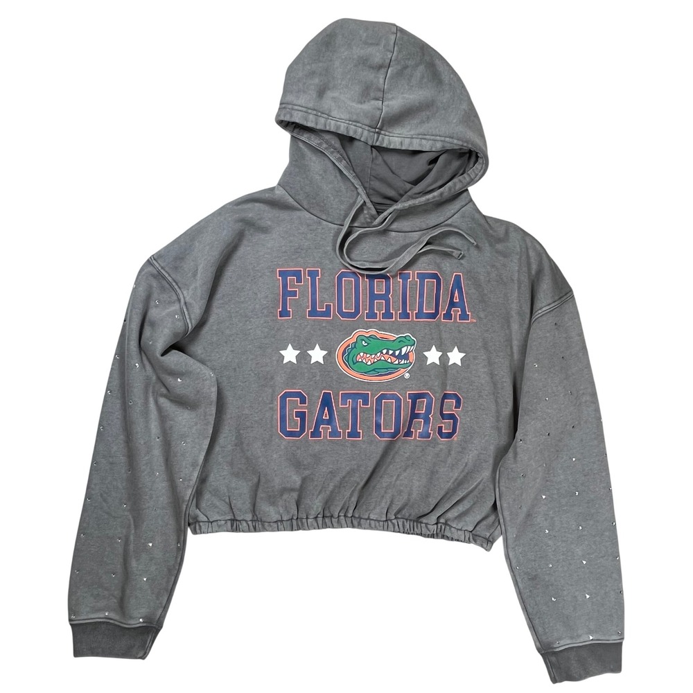 New Florida Gators Gameday Couture Hoodie Women Large Grey Rhinestone Cropped